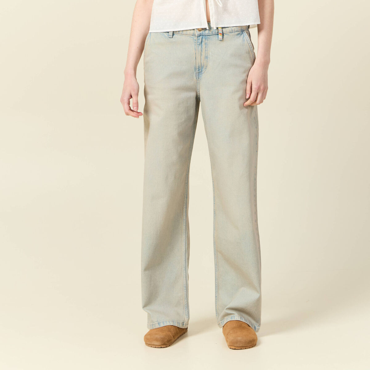 Jeans baggy bleu ciel femme