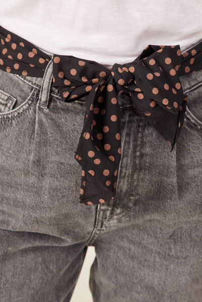 Jeans slouchy ceinturé denim snow gris femme