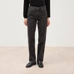Jeans straight taille haute strass denim gris femme