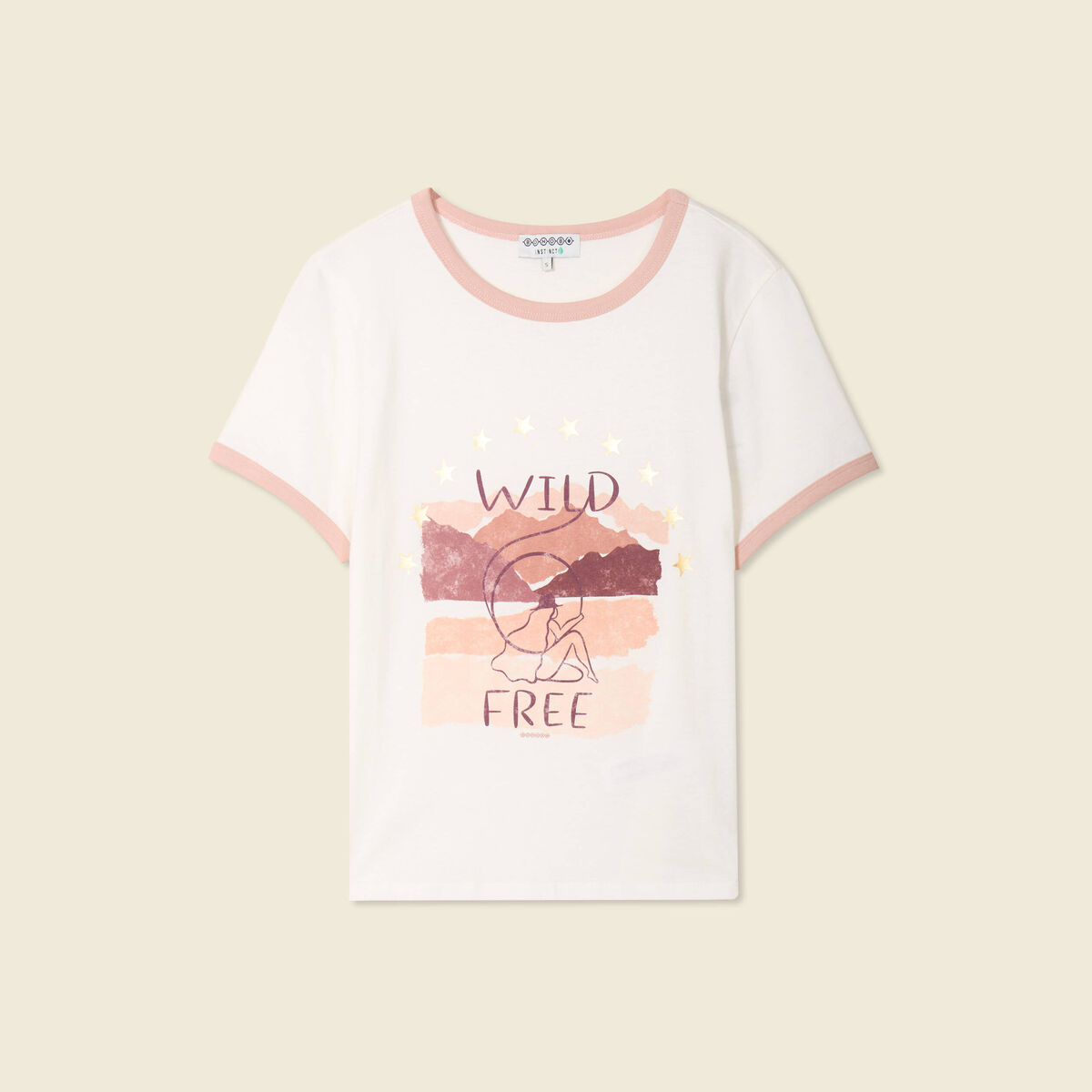 T-shirt manches courtes ivoire femme