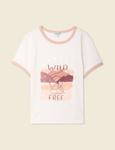 T-shirt manches courtes ivoire femme