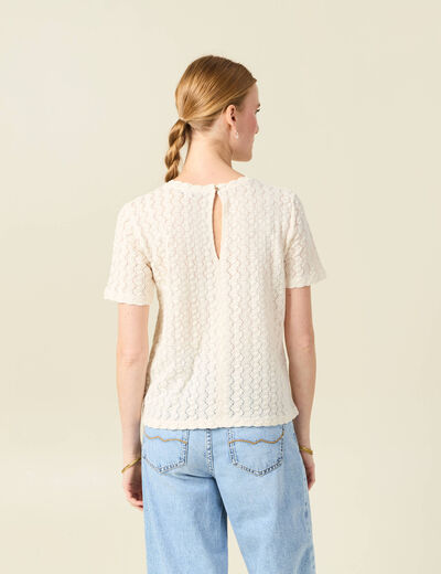 T-shirt manches courtes ecru femme