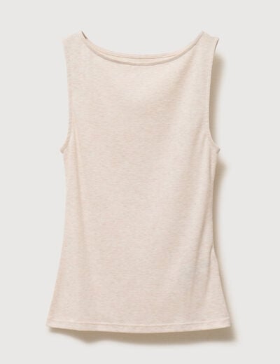 D&eacute;bardeur cintr&eacute; col bateau beige femme