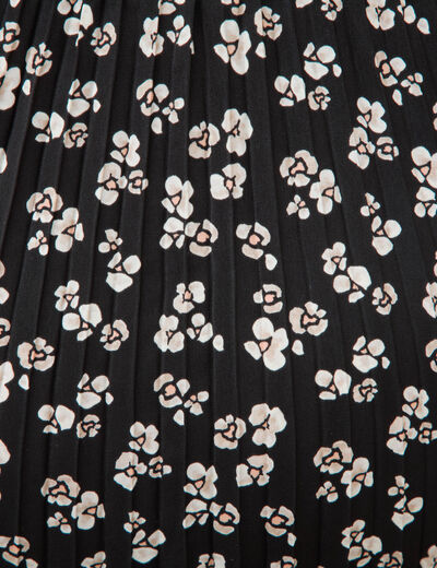 Jupe longue droite pliss&eacute;e noir femme