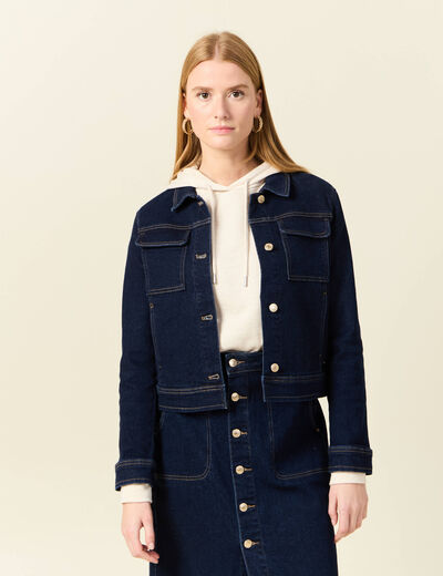 Veste en jean droite denim brut femme
