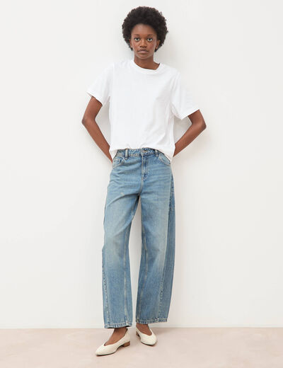 Jeans barrel taille standard bleu femme