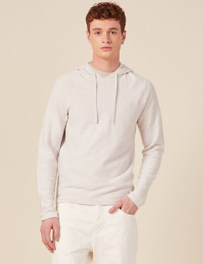 Pull à capuche ecru homme