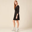 Robe évasée satin noir femme
