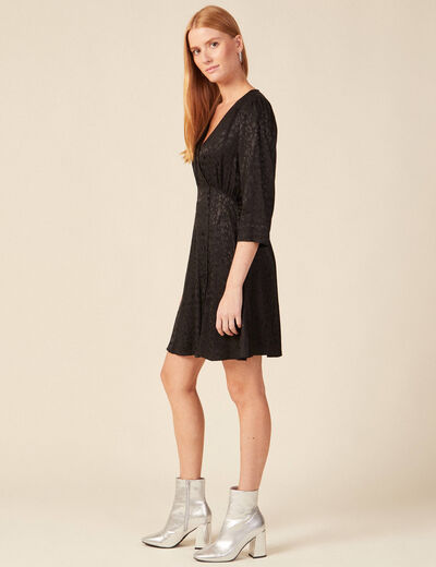 Robe évasée satin noir femme
