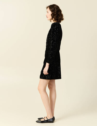 Robe cintrée sequins noir femme