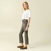Jeans bootcut cropped taille haute denim gris femme