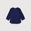 Chemise en coton manches 3/4 bleu marine femme
