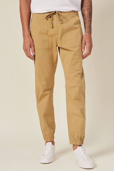 Jogger droit bas resserré vert olive homme