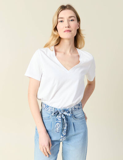 T-shirt manches courtes blanc femme