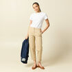 Pantalon taille haute fluide marron clair femme