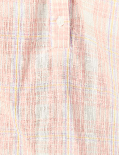 Blouse en coton &agrave; carreaux blanc femme