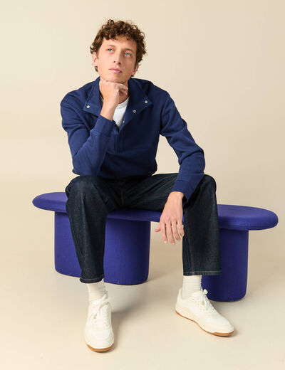 Sweat manches longues bleu fonc&eacute; homme