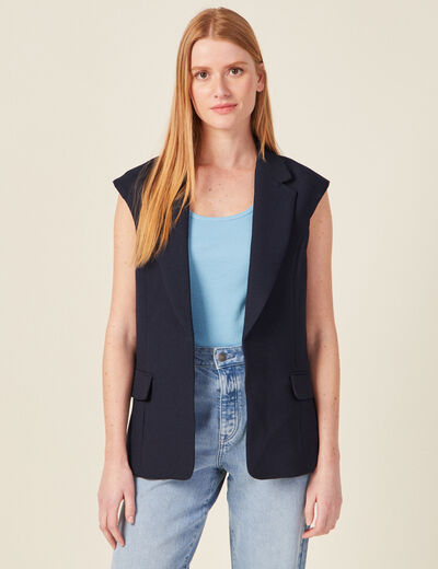Veste blazer sans manches bleu marine femme