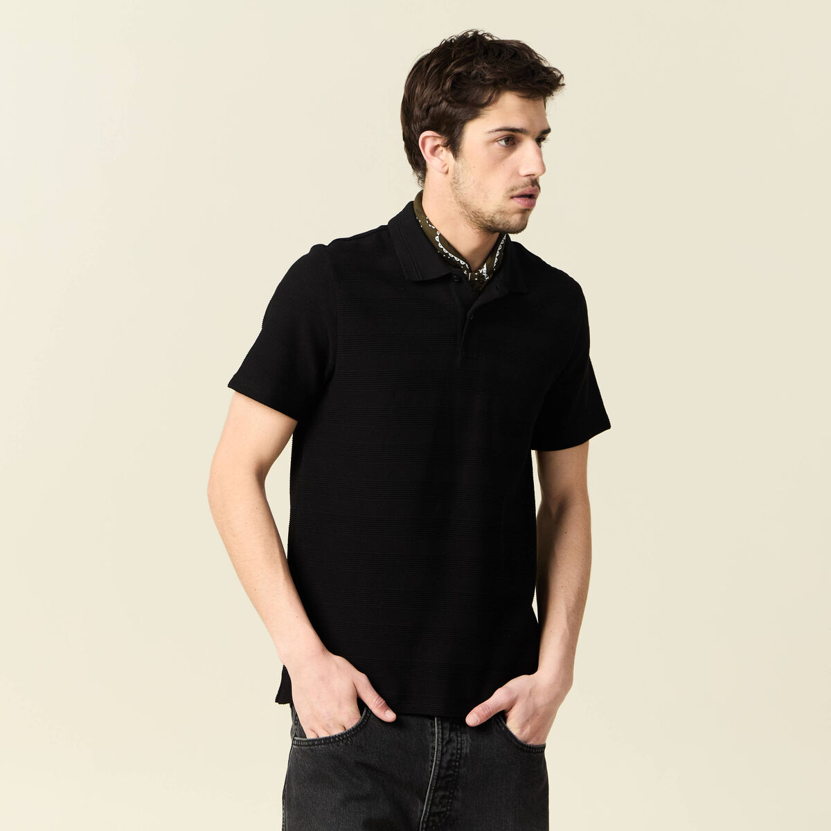 Polo manches courtes noir homme