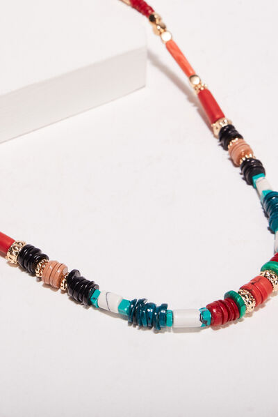 Collier avec perles orange foncé femme