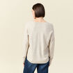 Pull manches longues col en V creme femme
