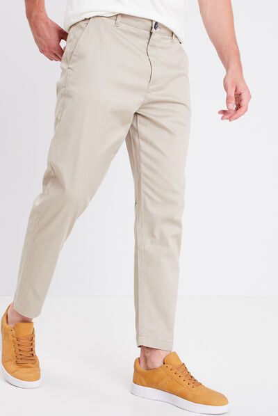Pantalon chino tappered beige homme
