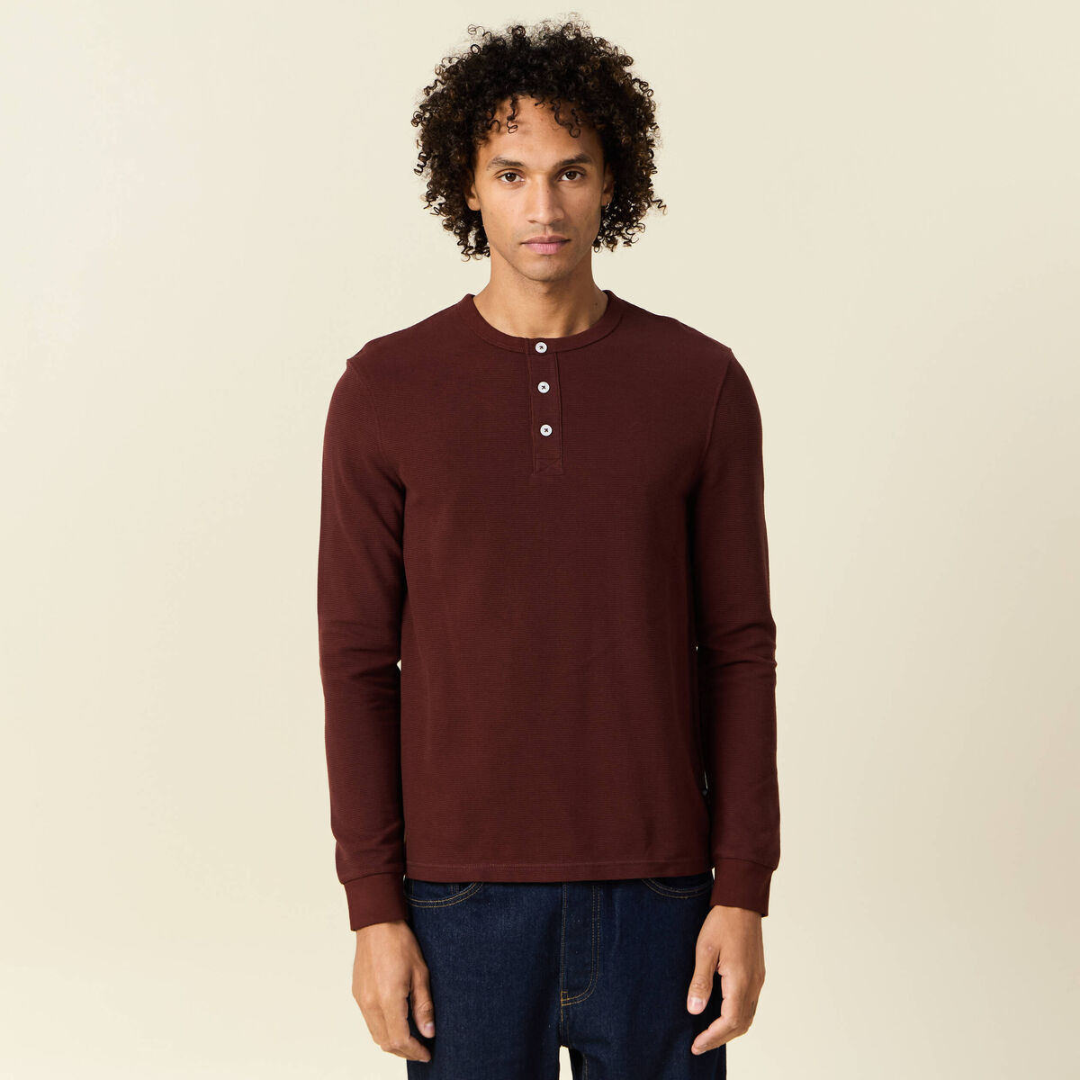 T-shirt manches longues bordeaux homme