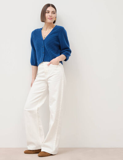 Gilet manches 3/4 bleu marine femme