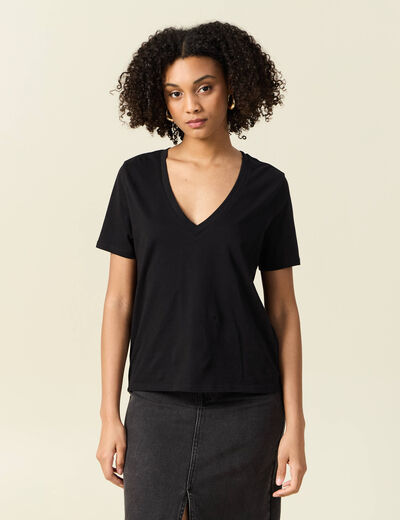 T-shirt manches courtes noir femme
