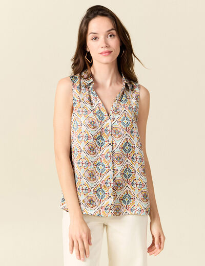 Blouse sans manches multicolore femme