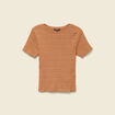 T-shirt ajusté court manches courtes terracotta femme