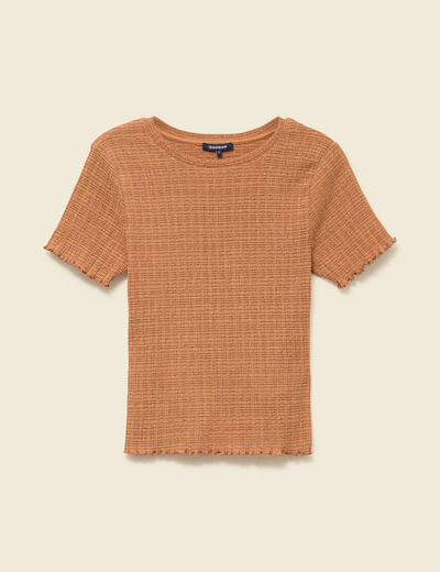 T-shirt ajusté court manches courtes terracotta femme