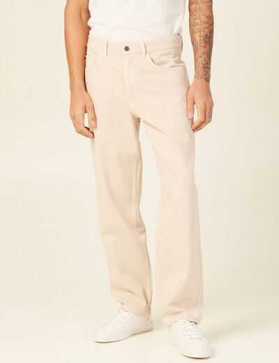 Jeans relax 5 poches denim beige homme