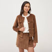 Veste manches longues en velours vieux rose femme