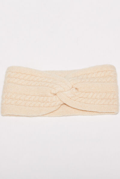 Bandeau tricoté creme femme