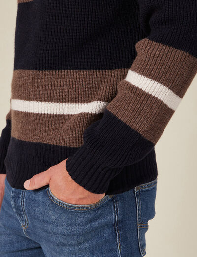 Pull manches longues fabriqué en France bleu marine homme