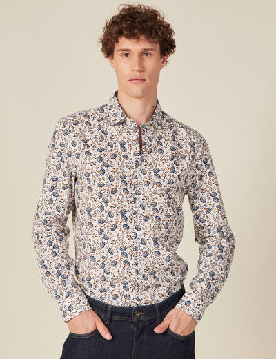 Chemise à manches longues beige homme