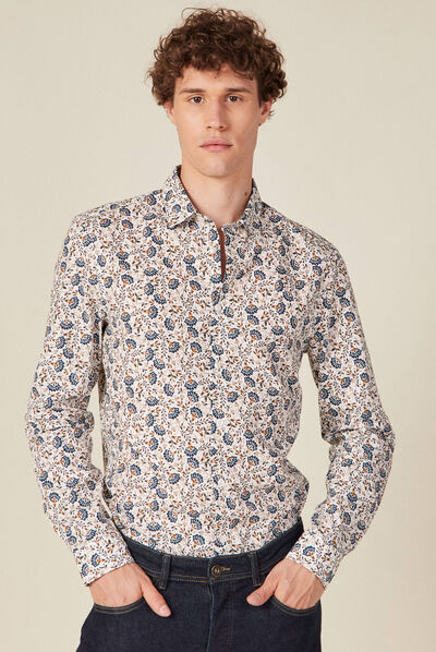 Chemise à manches longues beige homme