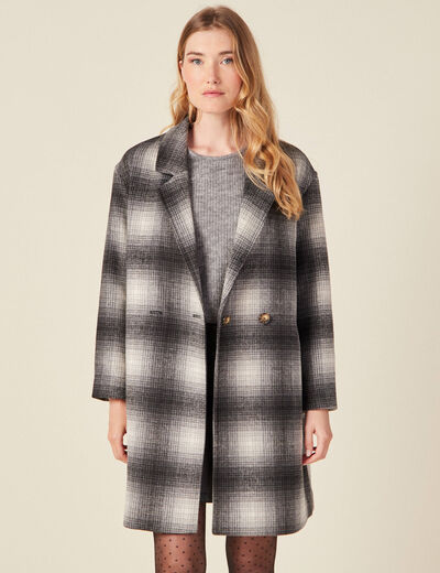 Manteau droit long noir femme