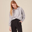 Sweat col camionneur boutonn&eacute; gris femme
