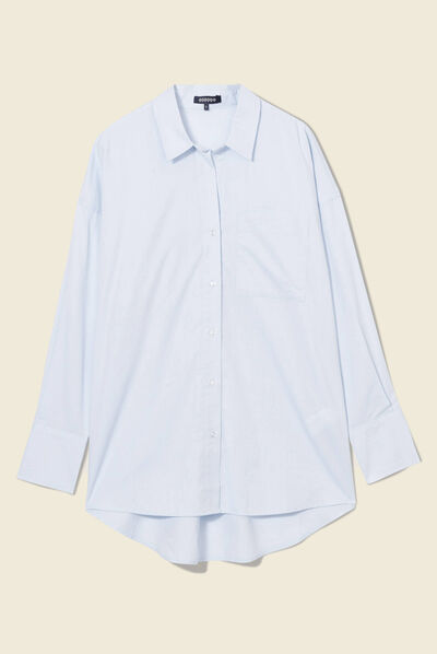 Chemise manches longues bleu ciel femme