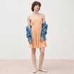 Robe bretelle col c&oelig;ur en coton orange abricot femme