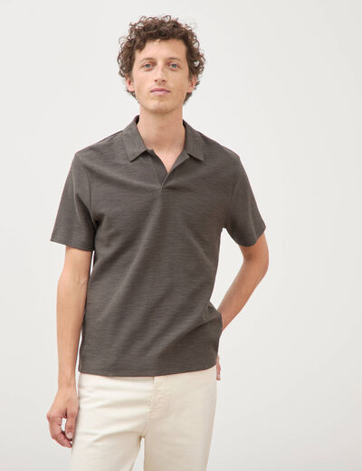 Polo manches courtes vert fonc&eacute; homme