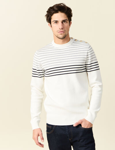 Pull manches longues ecru homme