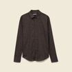 Chemise cintr&eacute;e manches longues en coton noir homme