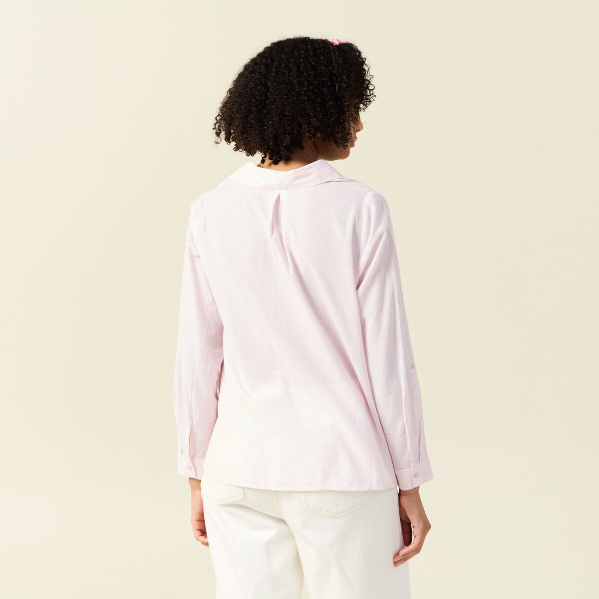 Blouse manches longues rose poudrée femme