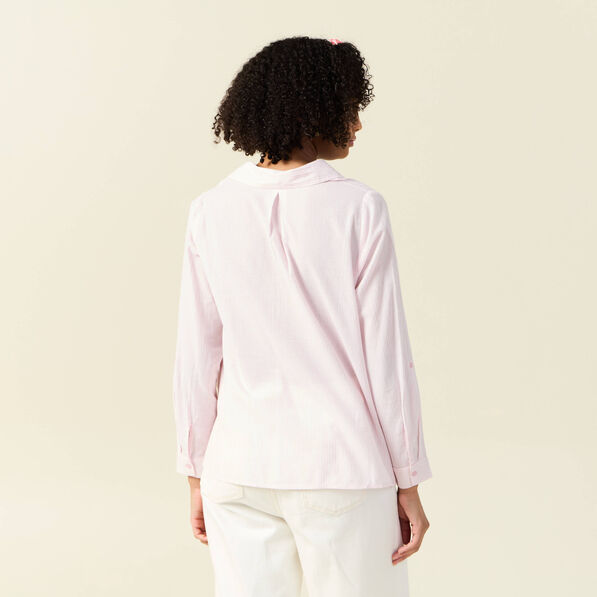Blouse manches longues rose poudrée femme
