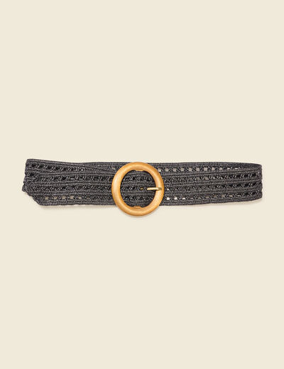 Ceinture tressée perforée noir femme