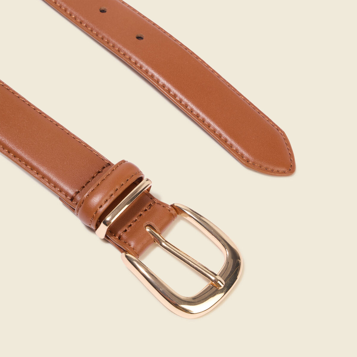 Ceinture fine en cuir marron femme