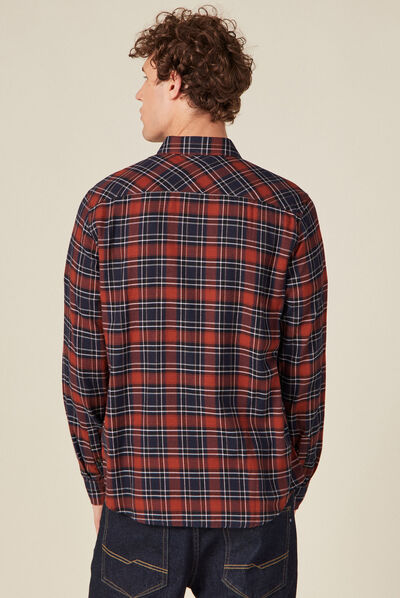 Chemise éco-responsable marron cognac homme